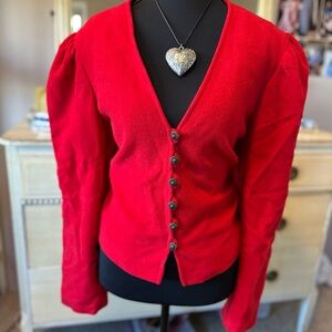 Folk Trachten Austrian Red Buttoned Cardigan
